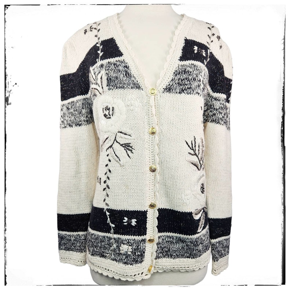 Vintage S.G.G.S. 90's Y2k Mom Grandma Embellished Sweater Sz Medium